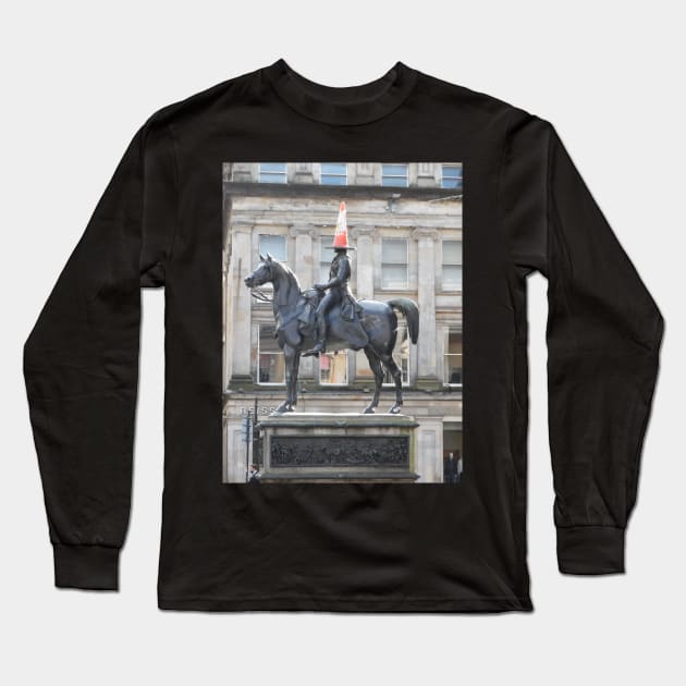 Scottish Photography Series (Vectorized) - Duke of Wellington Statue Glasgow #2 Long Sleeve T-Shirt by MacPean